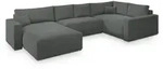 WOHNLANDSCHAFT VELAMI R-S Grau Velours-Stoff mit Schlaffunktion