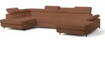 WOHNLANDSCHAFT RUBANO L-S Kupferfarben Boucle-Stoff mit Schlaffunktion