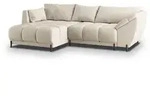 ECKSOFA VESTANO L-S Creme Velours-Stoff mit Schlaffunktion
