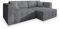 ECKSOFA NERIO P Grau Kordstoff mit Schlaffunktion