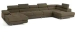 WOHNLANDSCHAFT VELORA R-S Beige Velours-Stoff mit Schlaffunktion