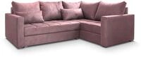 ECKSOFA LIRENO R-S Rosa Pl&uuml;sch-Stoff mit Schlaffunktion