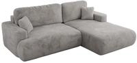 ECKSOFA OVO L Hellgrau Pl&uuml;sch - Rechts Seite