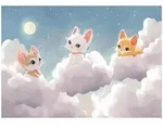 FOTOTAPETE Kinderzimmer Katze Wolken 200x140