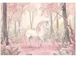 FOTOTAPETE Kinderzimmer M&auml;dchen Einhorn Wald 150x105