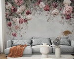 FOTOTAPETE Blumen Betonwand Vlies Tapete Wohnzimmer 150x105