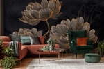 FOTOTAPETE Blumen Abstrakt Schwarz 250x175 cm