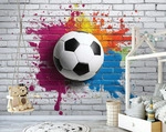 FOTOTAPETE Kinderzimmer Junge 3D Effekt Fu&szlig;ball 250x175