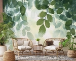 FOTOTAPETE Bl&auml;tter Natur Gr&uuml;n Vlies Tapete Wohnzimmer 200x140