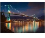 FOTOTAPETE Br&uuml;cke Stadt Blau 200x140 cm