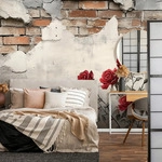 FOTOTAPETE Betonwand Blumen Vlies Tapete Wohnzimmer Schlafzimmer 400x280