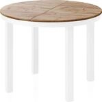 ESSTISCH Rowan Wei&szlig; runder ausziehbarer, Craft Eiche 100-176/100/76 cm