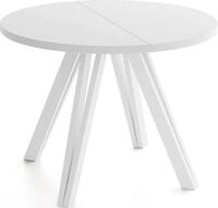 ESSTISCH Ravero runder ausziehbarer, Wei&szlig; 100-140/100/77 cm