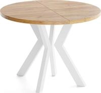 ESSTISCH Savio Wei&szlig; rund ausziehbar verl&auml;ngerbar, Eiche Braun 80-130/80/77 cm