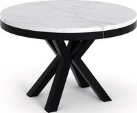 ESSTISCH Clara runder ausziehbarer, Marmor Wei&szlig; 100-180/100/76 cm