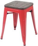 HOCKER INKL. HOLZ-SITZFL&Auml;CHE Rot