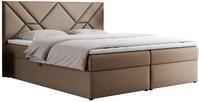BOXBETT NEOMI 160/200 - Braun Kunstleder - H4 - Topper T25