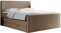 BOXSPRINGBETT KING DOREN 180/200 Braun Kunstleder - H3