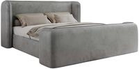 POLSTERBETT EMORA CLASSIC DUO 140/200 - Hellgrau Velvet - Schaum-Matratze