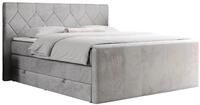 BOXSPRINGBETT KING EIGAR 120/200 Hellgrau Velvet - H4