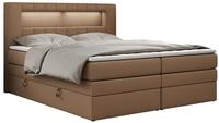 BOXSPRINGBETT GOLD-5 KING LED 120/200 Braun Kunstleder - H4