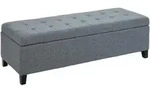 TRUHENBANK mit Deckel, Leinenoptik, Grau