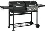 GASGRILL mit 2+1 Brenner, Thermometer, 3kW BBQ Holzkohlgrill mit Regal
