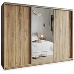 SCHWEBET&Uuml;RENSCHRANK TAVI 250/205/60 cm 3-t&uuml;rig mit Spiegel und Schubladen...