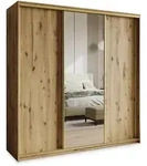 SCHWEBET&Uuml;RENSCHRANK TAVI 180/205/60 cm 3-t&uuml;rig mit Spiegel und Schubladen...