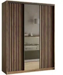 SCHWEBET&Uuml;RENSCHRANK ORRA 150/205/60 cm 3-t&uuml;rig mit Spiegel und Lamellen Eiche