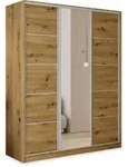 SCHWEBET&Uuml;RENSCHRANK PINA 150/205/58 cm 3-t&uuml;rig mit Spiegel und Schubladen...