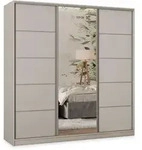 SCHWEBET&Uuml;RENSCHRANK PINA 180/205/58 cm 3-t&uuml;rig mit Spiegel und Schubladen Kaschmir