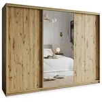 SCHWEBET&Uuml;RENSCHRANK TAVI 250/205/60 cm 3-t&uuml;rig mit Spiegel und Schubladen...