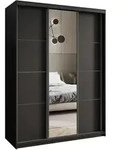 SCHWEBET&Uuml;RENSCHRANK VARO 150/205/60 cm 3-t&uuml;rig mit Spiegel Schwarz