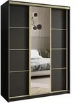 SCHWEBET&Uuml;RENSCHRANK VARO 150/205/60 cm 3-t&uuml;rig mit Spiegel Schwarz