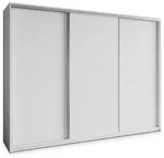 SCHWEBET&Uuml;RENSCHRANK NISSE 250/205/60 cm 3-t&uuml;rig mit Schubladen Wei&szlig;