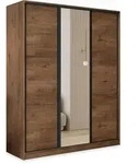 SCHWEBET&Uuml;RENSCHRANK TARI 150/205/58 cm 3-t&uuml;rig mit Spiegel und Schubladen...