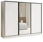 SCHWEBET&Uuml;RENSCHRANK TARI 270/205/58 cm 3-t&uuml;rig mit Spiegel und 4 Schubladen...