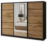 SCHWEBET&Uuml;RENSCHRANK NATA 250/205/58 cm 3-t&uuml;rig mit Spiegel und Schubladen...