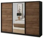 SCHWEBET&Uuml;RENSCHRANK NATA 250/205/58 cm 3-t&uuml;rig mit Spiegel und Schubladen...