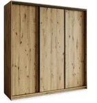 SCHWEBET&Uuml;RENSCHRANK NISSE 180/205/60 cm 3-t&uuml;rig mit Schubladen Eiche Artisan
