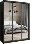 SCHWEBET&Uuml;RENSCHRANK RIEN 150/205/60 cm 3-t&uuml;rig mit Spiegel Schwarz