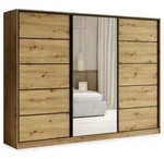 SCHWEBET&Uuml;RENSCHRANK PINA 235/205/58 cm 3-t&uuml;rig mit Spiegel und Schubladen...