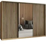 SCHWEBET&Uuml;RENSCHRANK ORRA 250/205/60 cm 3-t&uuml;rig mit Spiegel und Lamellen Eiche...