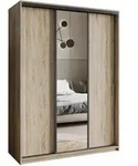 SCHWEBET&Uuml;RENSCHRANK TAVI 150/205/60 cm 3-t&uuml;rig mit Spiegel Sonoma Eiche