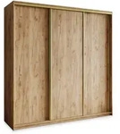 SCHWEBET&Uuml;RENSCHRANK NISSE 180/205/60 cm 3-t&uuml;rig mit Schubladen Craft Eiche...