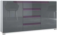 SIDEBOARD Sylt Grau Hochglanz / Brombeer Hochglanz