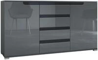 SIDEBOARD Sylt Grau Hochglanz / Schwarz Hochglanz