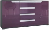 SIDEBOARD Sylt Brombeer Hochglanz / Wei&szlig; Hochglanz