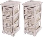 KOMMODE MIT 3 KORBSCHUBLADEN 2ER-SET Wei&szlig;